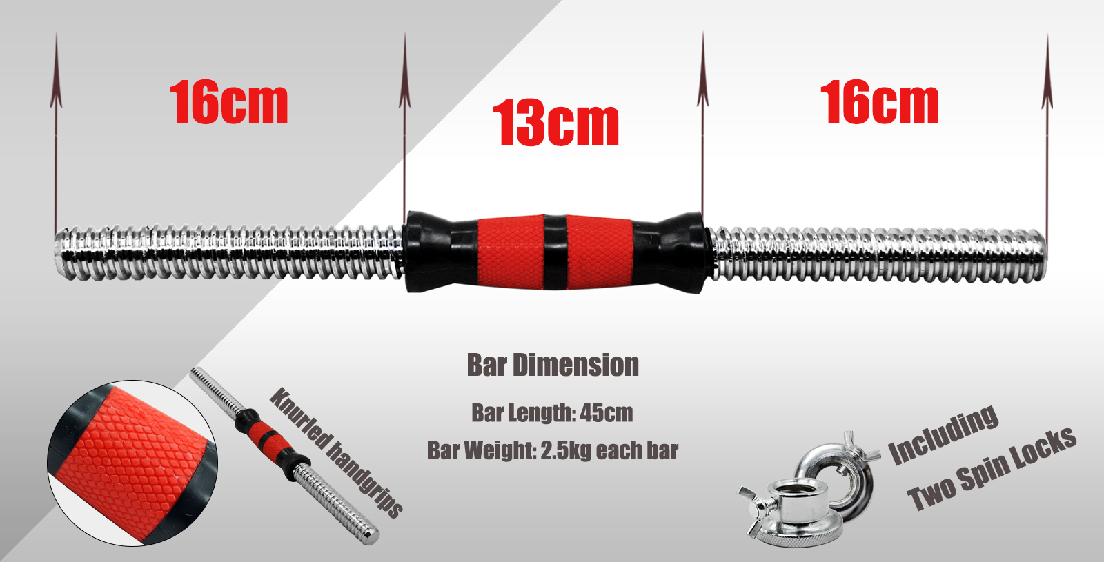 36cm 40cm 45cm Dumbell Bars 25mm Diameter Bar Standard eBay